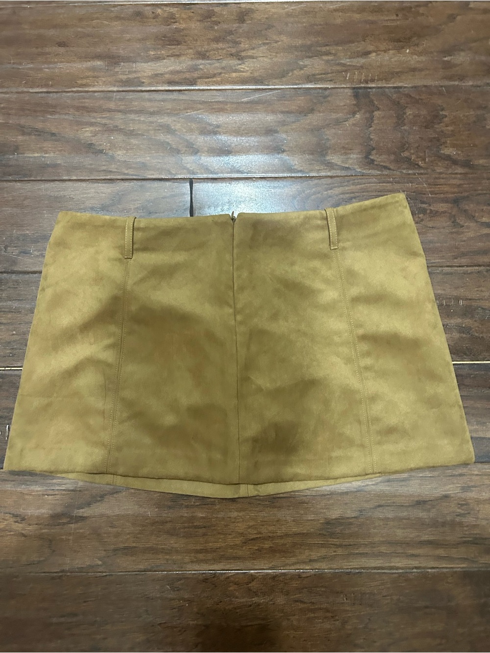 Suede Mini Skirt in Camel Tan
